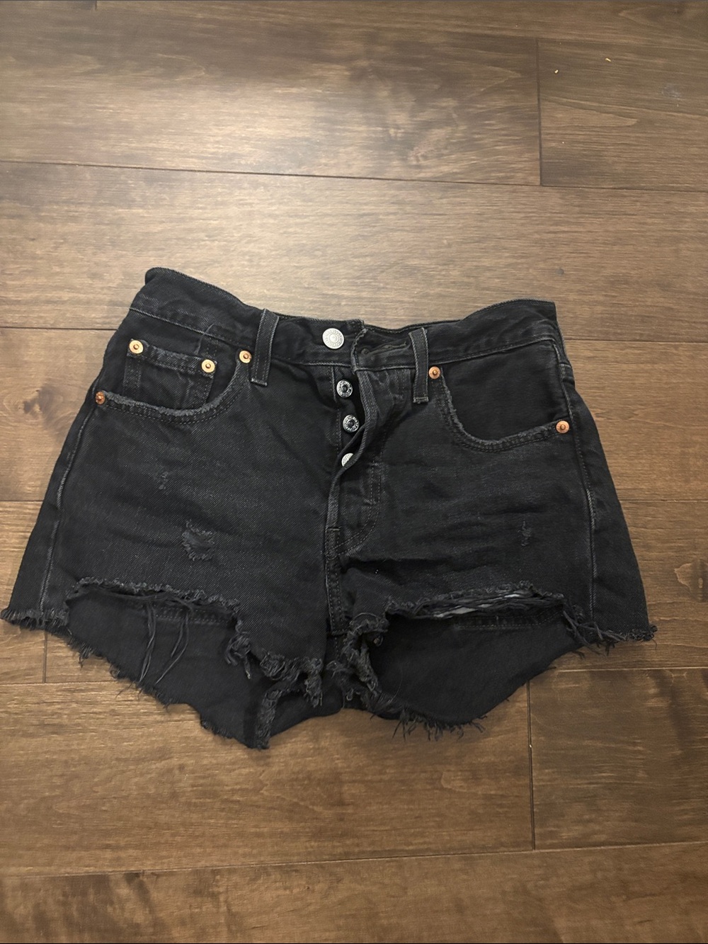 Levi's Black Distressed Cutoff Denim Shorts